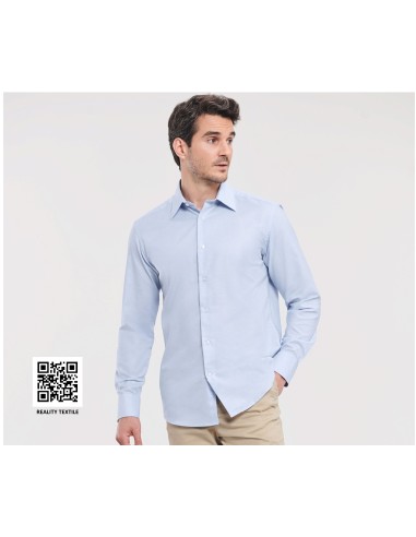 RUS-0R922M0-Men's Long Sleeve Tailored Oxford Shirt